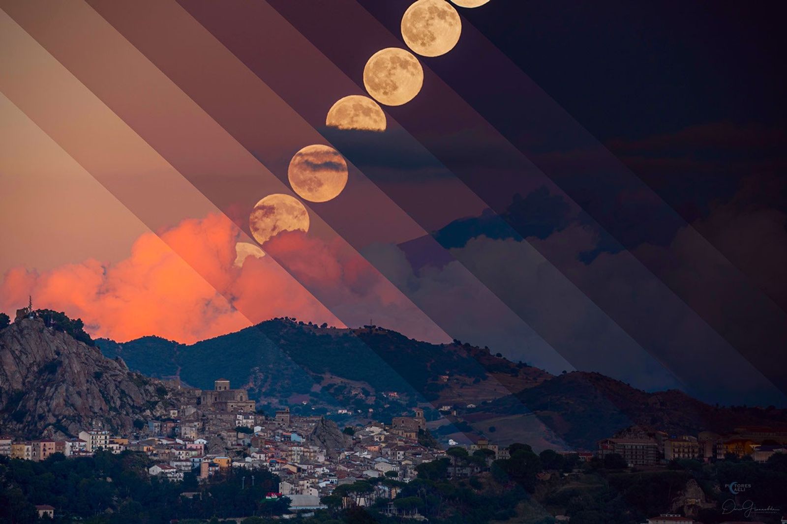 Orbital Alignment: Harvest Moon Meets Etna Eruption